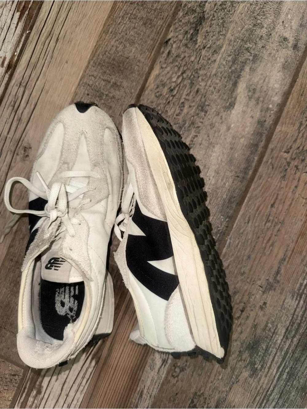 New Balance White and Black Low-Profile Sneakers